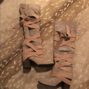 Suede and leather over the knee free people boots
